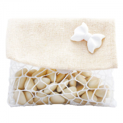 Pochettes en jute et filet blanc - 5 pièces
