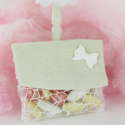 Pochettes en jute et filet blanc - 5 pièces