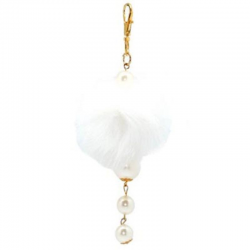 Porte-clefs Pompon BLANC - 6 pièces