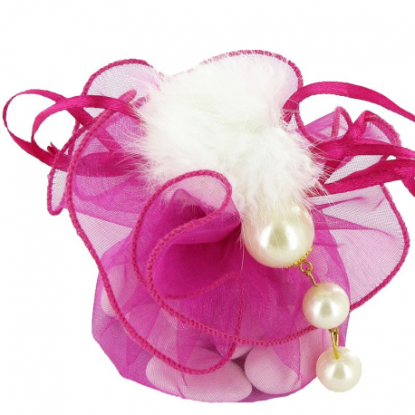 Porte-clefs Pompon BLANC - 6 pièces