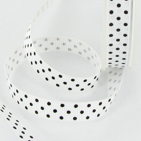 Ruban blanc à pois noirs - le mètre