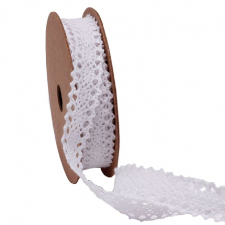 Ruban dentelle en coton BLANC - la bobine