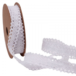 Ruban dentelle en coton BLANC - la bobine