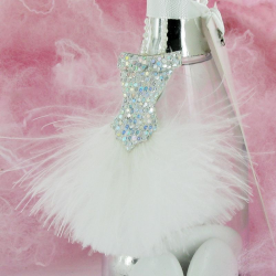 Tutus plume blanche autocollants et bustier pailletè - 2 pièces