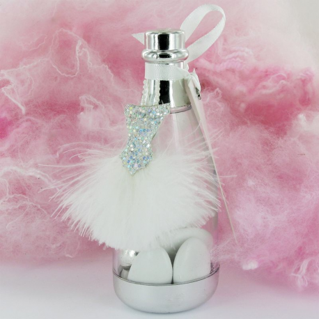 Tutus plume blanche autocollants et bustier pailletè - 2 pièces