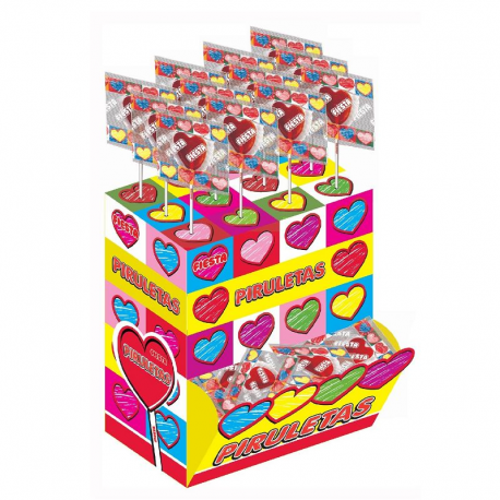 Sucettes coeur Piruletas cerise - boîte de 80