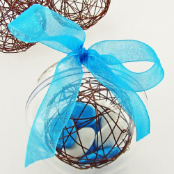 Boules en fil métal CHOCOLAT 6CM - 6 pièces