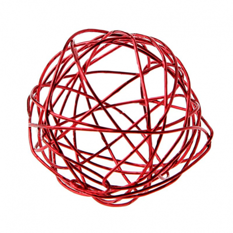 Boules en fil métal ROUGE 6CM - 6 pièces
