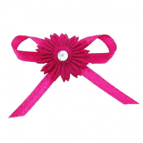 Boutonnières autocollantes Noeud FUCHSIA - 12 pièces