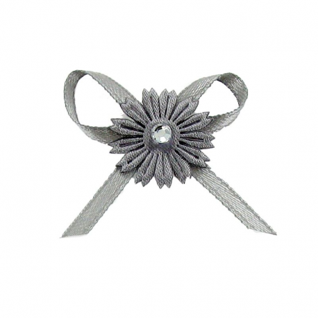 Boutonnières autocollantes Noeud GRIS - 12 pièces