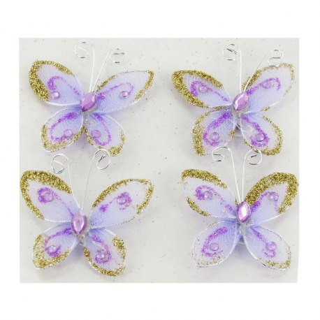 Papillons autocollants LILAS - 4 pièces