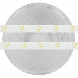 Ruban blanc en satin imprimé CALICE or - la bobine de 25 mètres
