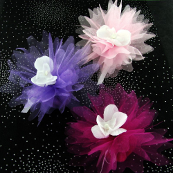 Tulles dentelés Cristal FUCHSIA - 50 pièces