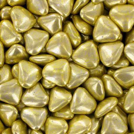 Dragées chocolat forme Coeurs mignons OR 1,5cm - 1kg