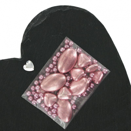 Dragées DECORS : DRAGEES, COEURS & PERLES Rose Gold - Echantillon 40g