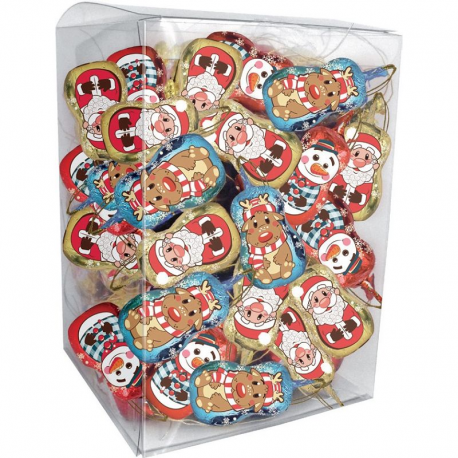 Amis de Noël en chocolat avec attache sapin 10g - 65 pièces