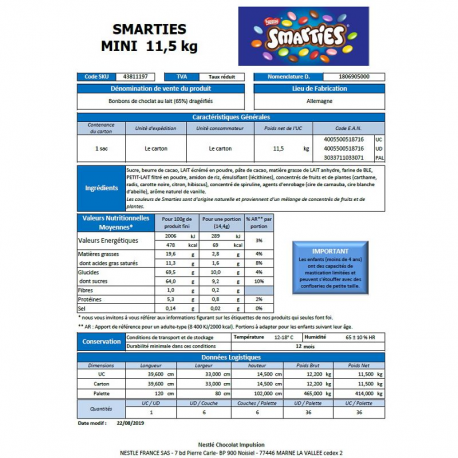 Smarties mini - carton vrac 11.5kg