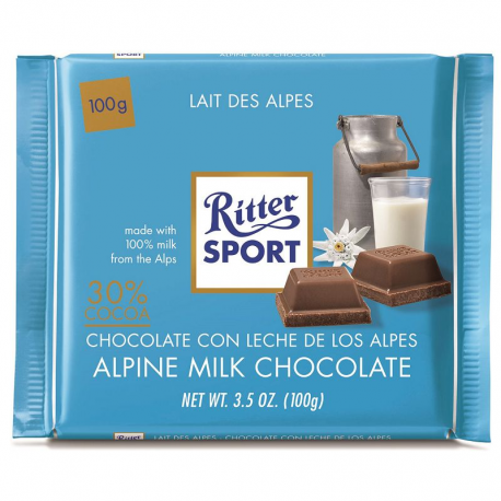 Ritter Sport lait des Alpes 100g - boîte de 12