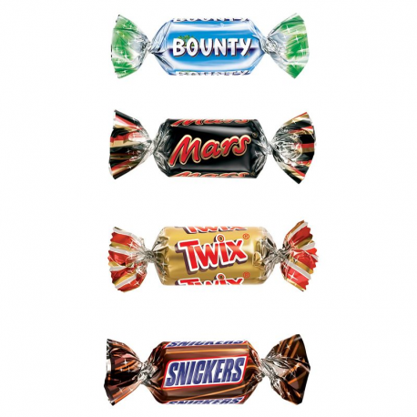 Miniatures Mix - Mars Twix Bounty et Snickers - le tubo de 3kg