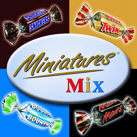 Miniatures Mix - Mars Twix Bounty et Snickers - le tubo de 3kg