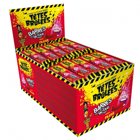 Têtes Brûlées barres de rire fraise - boîte de 150