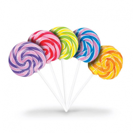 Présentoir en bois et 100 sucettes Rainbow Pop 25g assorties