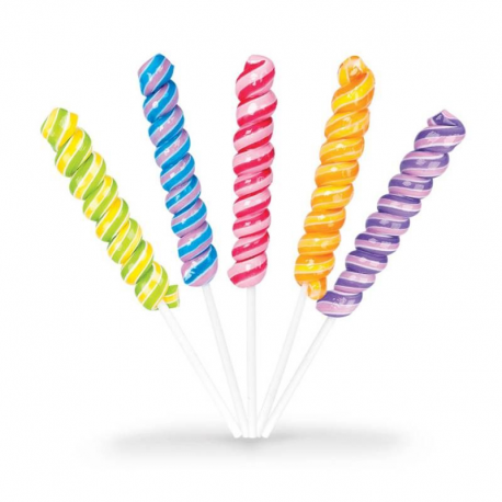 Présentoir en bois et 100 sucettes Rainbow Pop 25g assorties