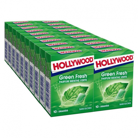 Hollywood dragées green fresh SANS SUCRES - 20 étuis