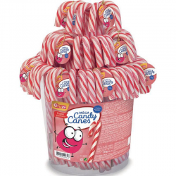 Méga Candy Canes rayées Fraise 17cm - tubo de 100