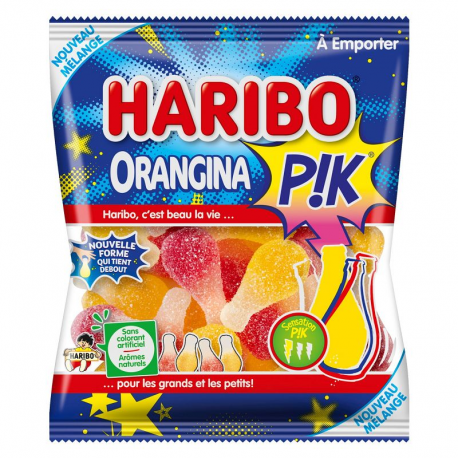 Bouteilles Orangina Pik HARIBO 120g - 30 sachets