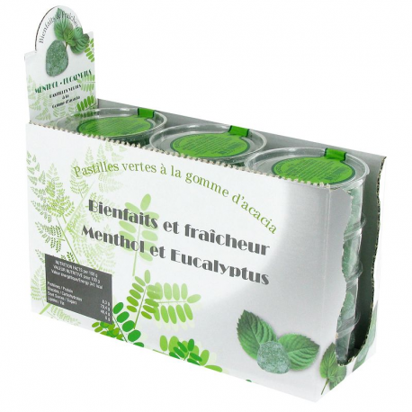 Pastilles vertes menthol eucalyptus 60g - les 16 boîtes