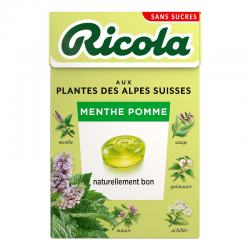 Ricola Menthe et Pomme SANS SUCRES 50g - 20 étuis