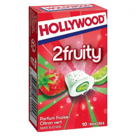 Hollywood dragées 2fruity fraise/citron SANS SUCRES - 16 étuis