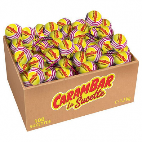 Sucettes carambar caramel - carton de 100