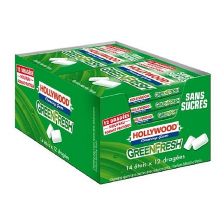 Hollywood dragées Green Fresh SANS SUCRES - 14 étuis