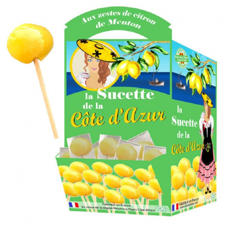 Sucettes de la côte d'Azur aux zestes de citrons de Menton - boîte de 120