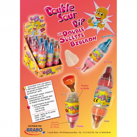 Double Sour Dip sucettes biberons - boîte de 12