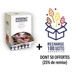 Colis 200 sucettes Pierrot Gourmand assorties fruits dont 50 offertes