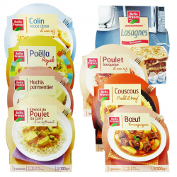 Barquettes plats cuisinés assortis 300g Belle France - lot de 8 plats cuisinés assortis