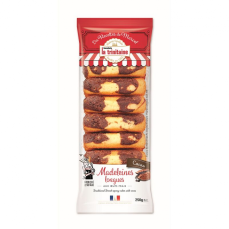 Madeleines longues marbrées chocolat 250g - 6 paquets