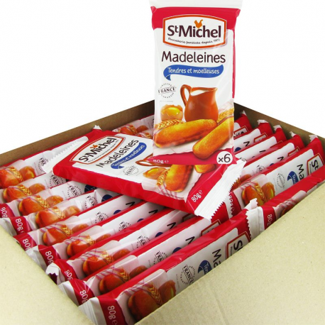 Madeleines par 6 longues natures St Michel 80g - 20 paquets