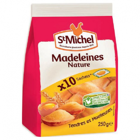 Madeleines coquilles pliées en sachet de 10 / 250g - carton de 9 paquets