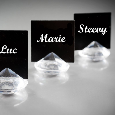 Marque-places Diamant transparent - 4 pièces