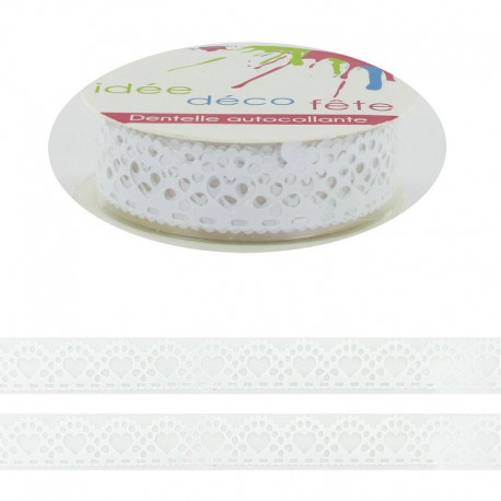 Dentelle blanche autocollante 1M - la bobine