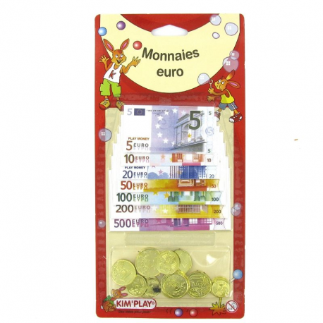 Assortiment de pièces et billets en euros (factice et non comestible)