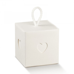 Boîte cube coeur et cordelette Blanc - pièce