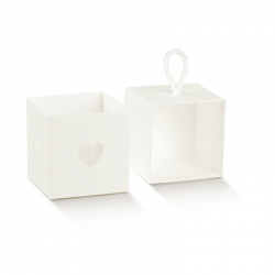 Boîte cube coeur et cordelette Blanc - pièce