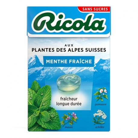 Ricola Menthe fraîche SANS SUCRES 50g - 20 étuis