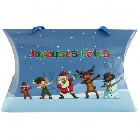 Etui cadeau avec anses ruban décor Noël 22x15cm