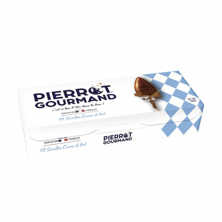 Sucettes plates Pierrot Gourmand au cacao lait - Etui de 10